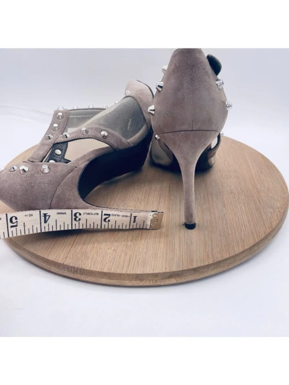 Stuart Weitzman Shoes Womens 7.5 Gray Suede Stiletto Heels Studded Steampunk